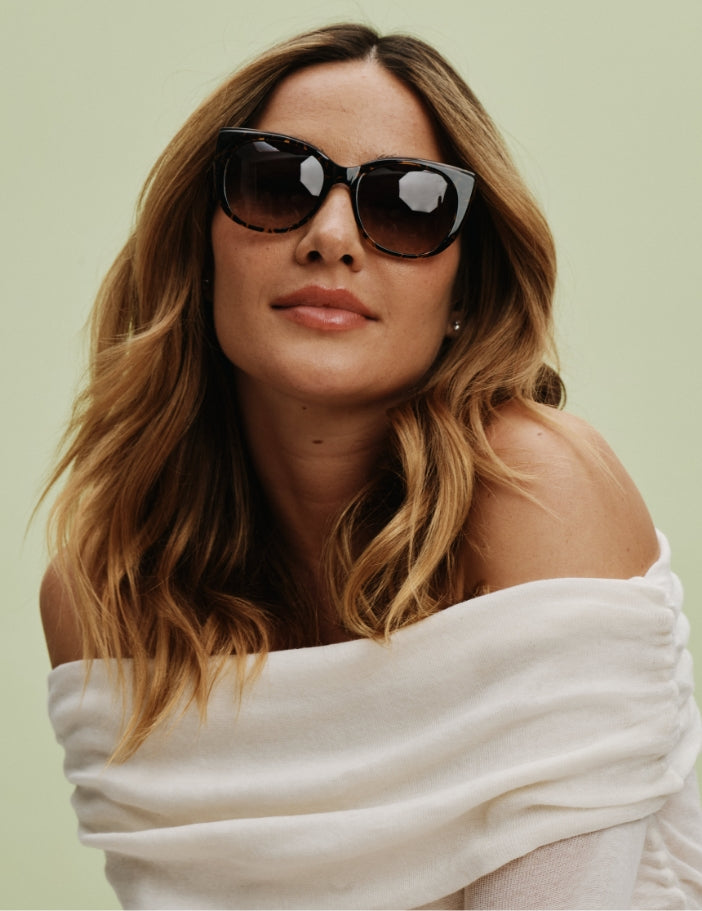 model wearing sunglasses