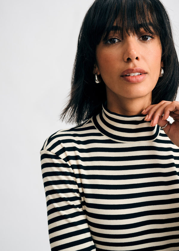 Isaac Mizrahi 3/4 SLEEVE TURTLENECK RIB TOP