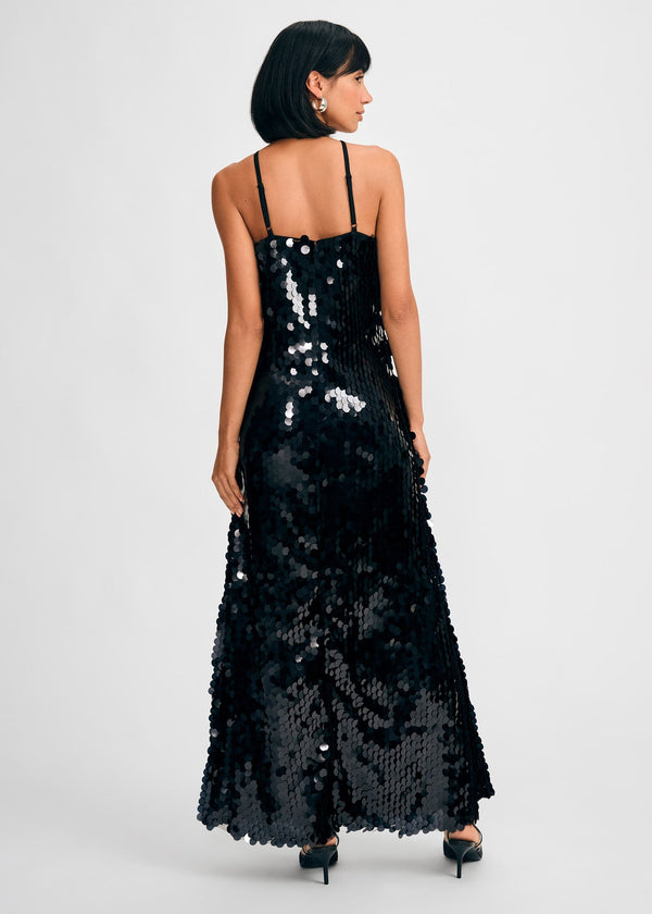 Paillette Halter Maxi Dress| Isaac Mizrahi