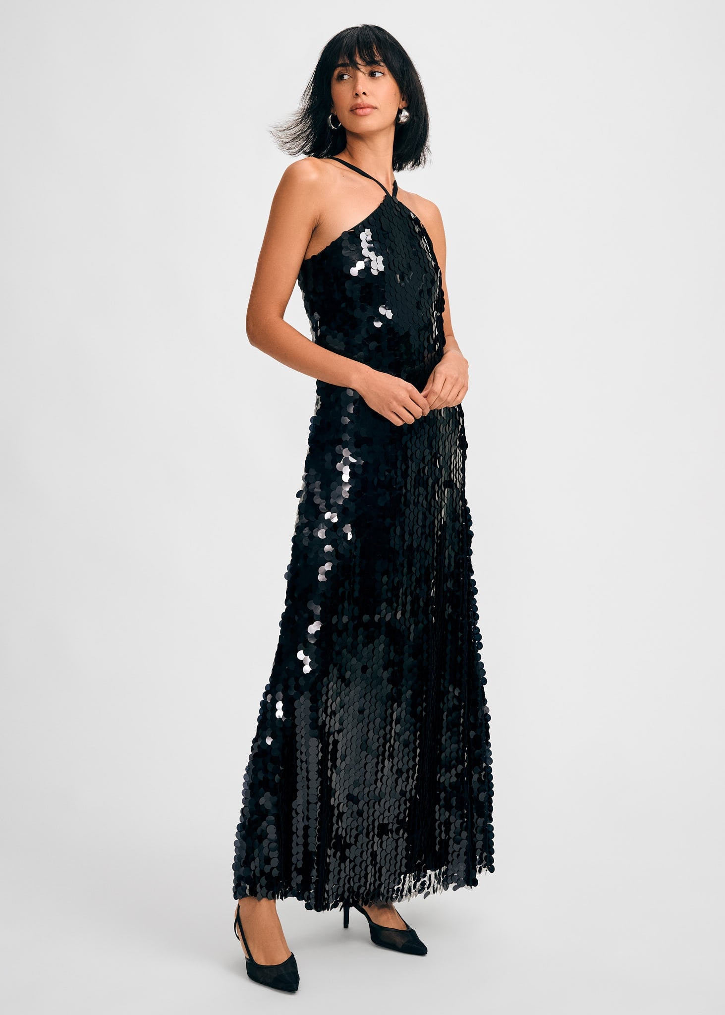 Paillette Halter Maxi Dress