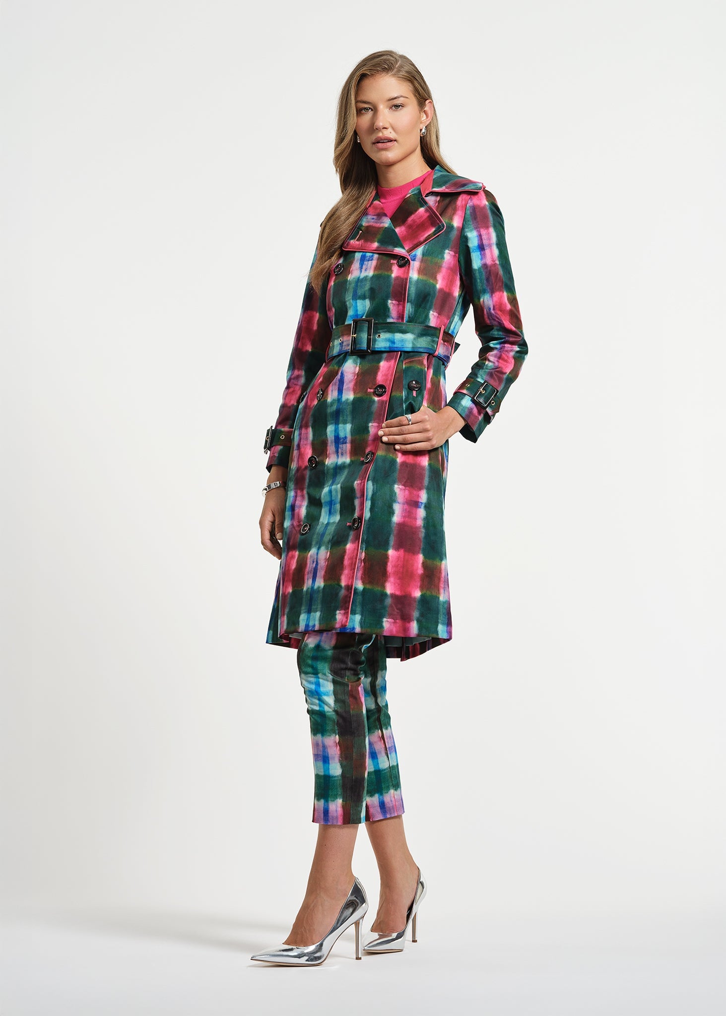 Plaid Trench Coat