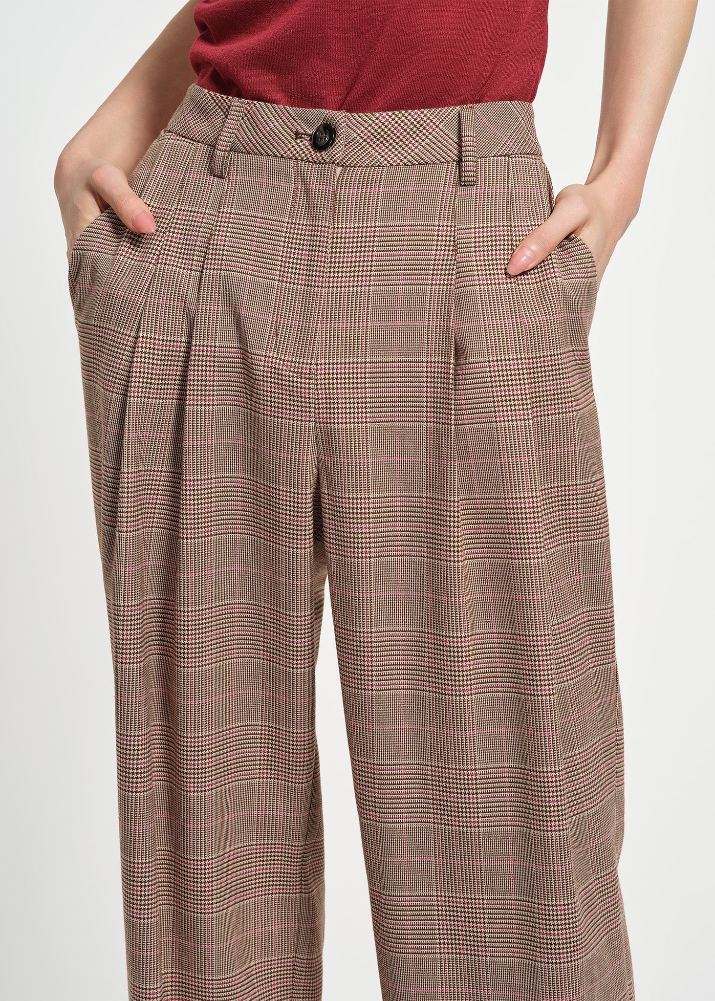 Pleated Plaid Pant