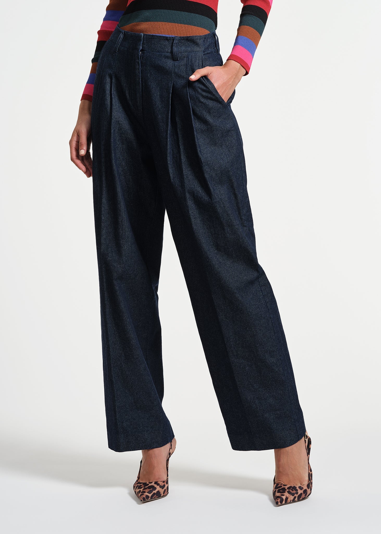 Pleated Denim Pant