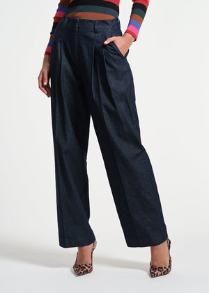 Pleated Denim Pant