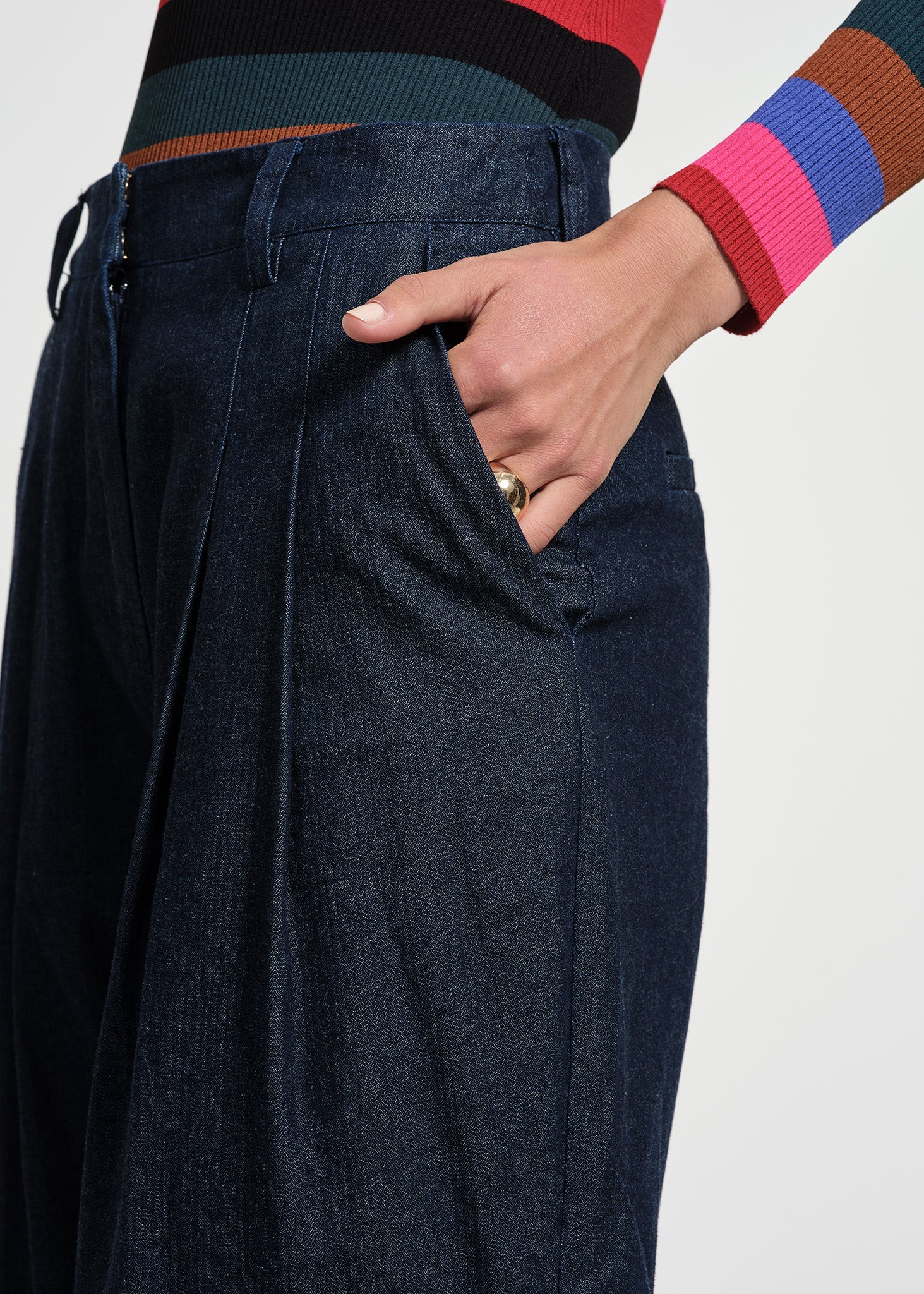 Pleated Denim Pant
