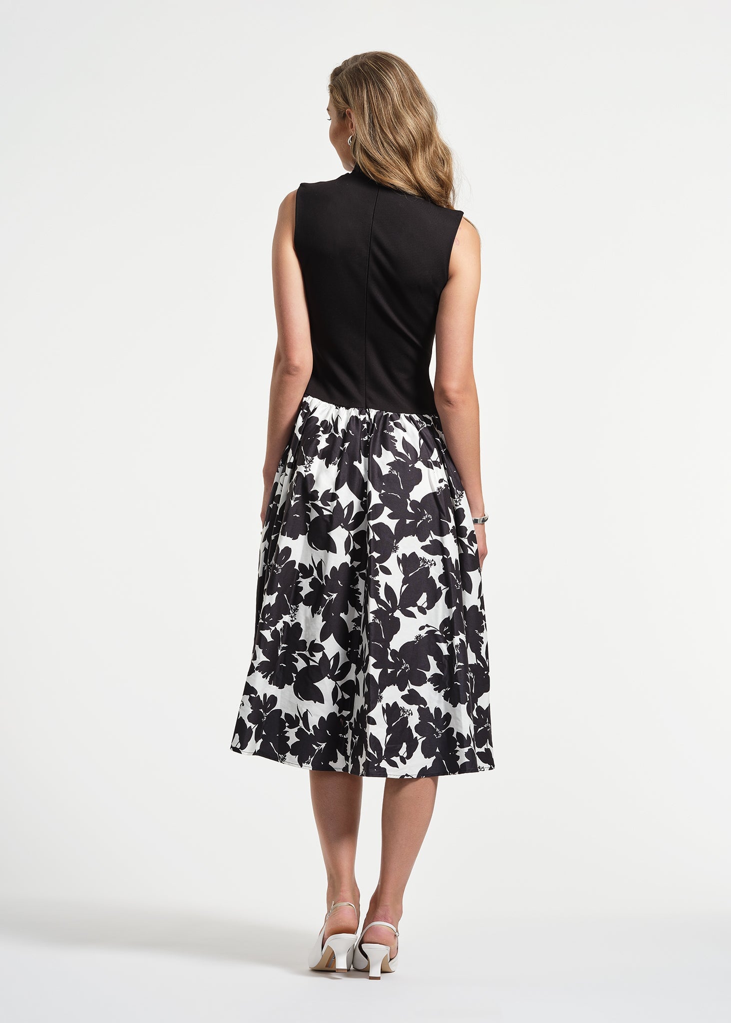 Sleeveless Ponte Combo Midi Dress