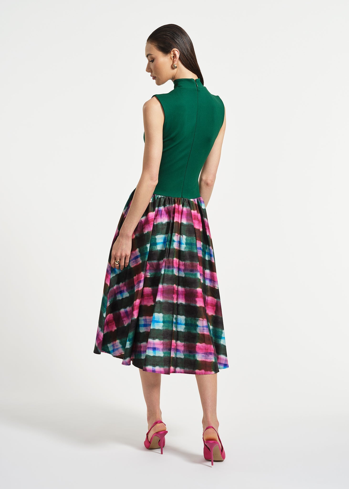 Sleeveless Ponte Combo Midi Dress