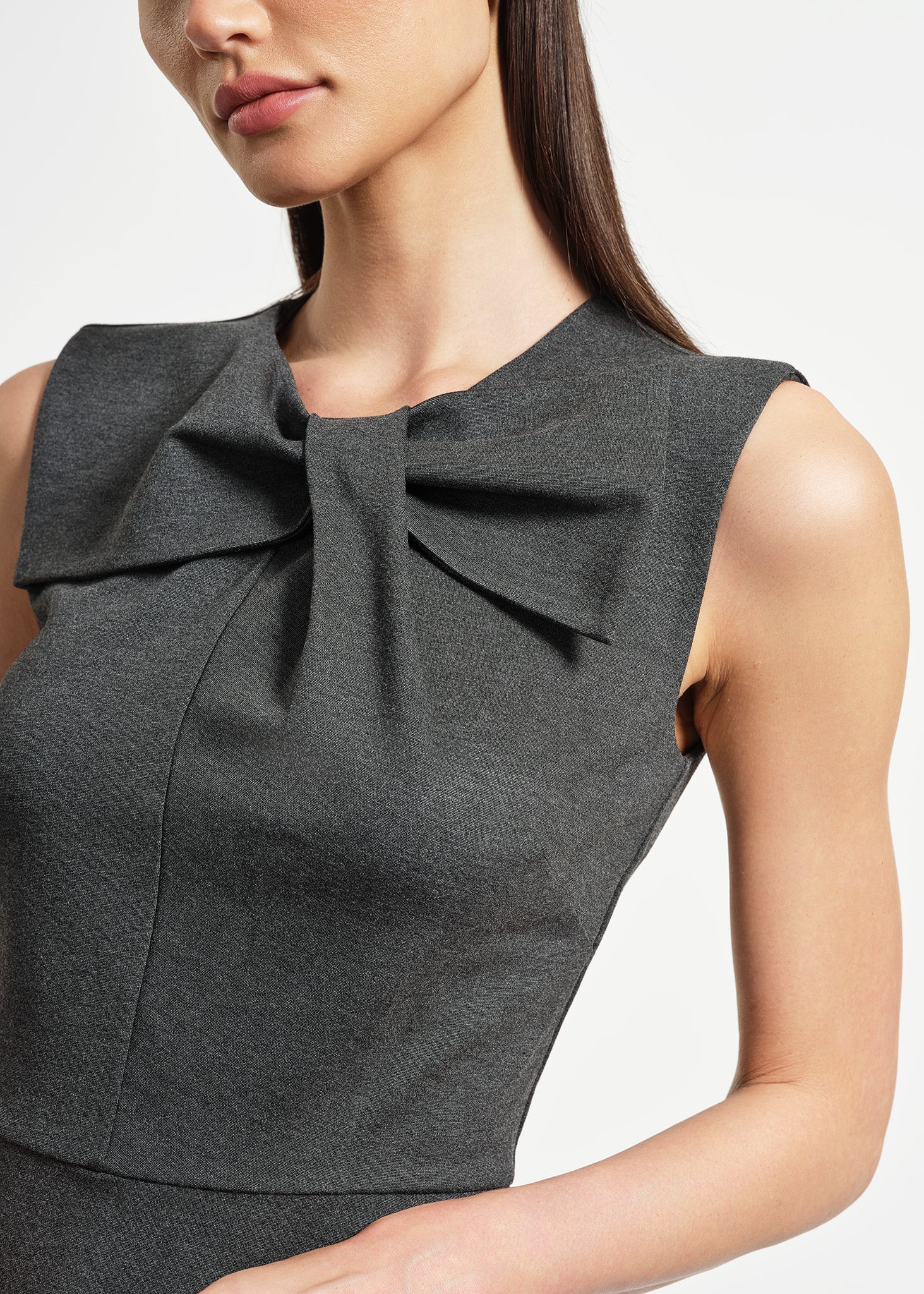 Sleeveless Ponte Swingy Bow Dress