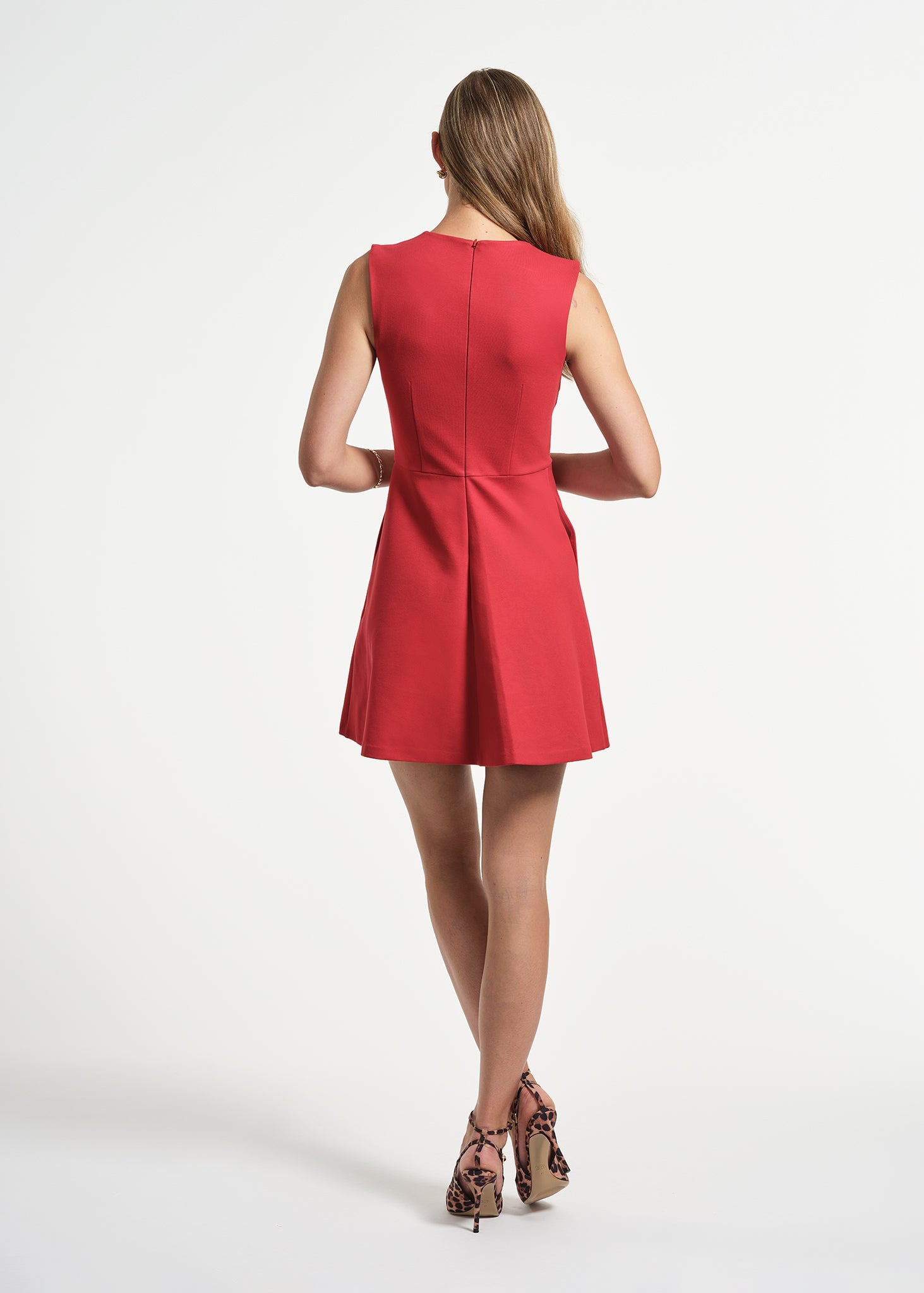 Sleeveless Ponte Swingy Bow Dress