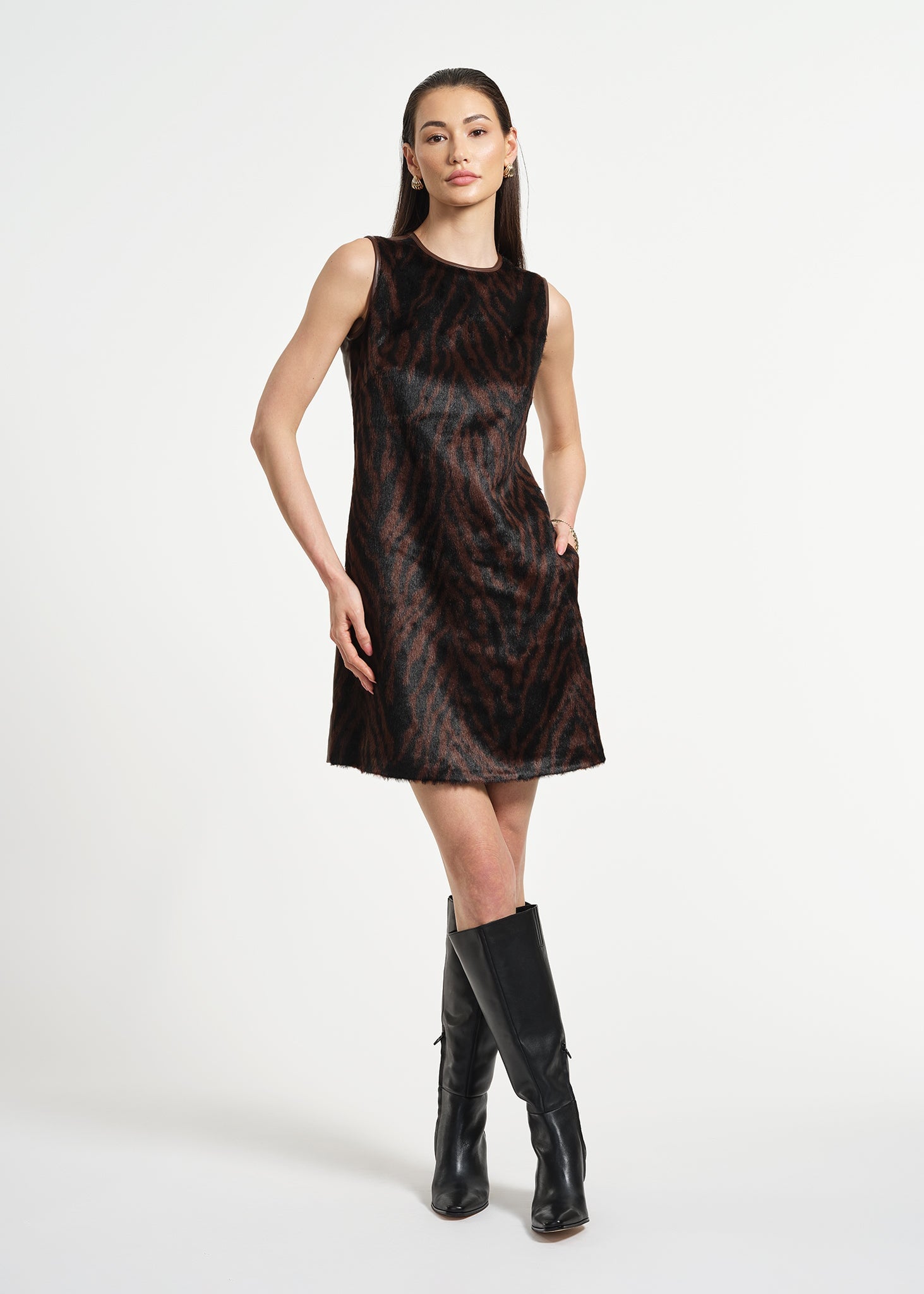 Faux Fur Combo Shift Dress