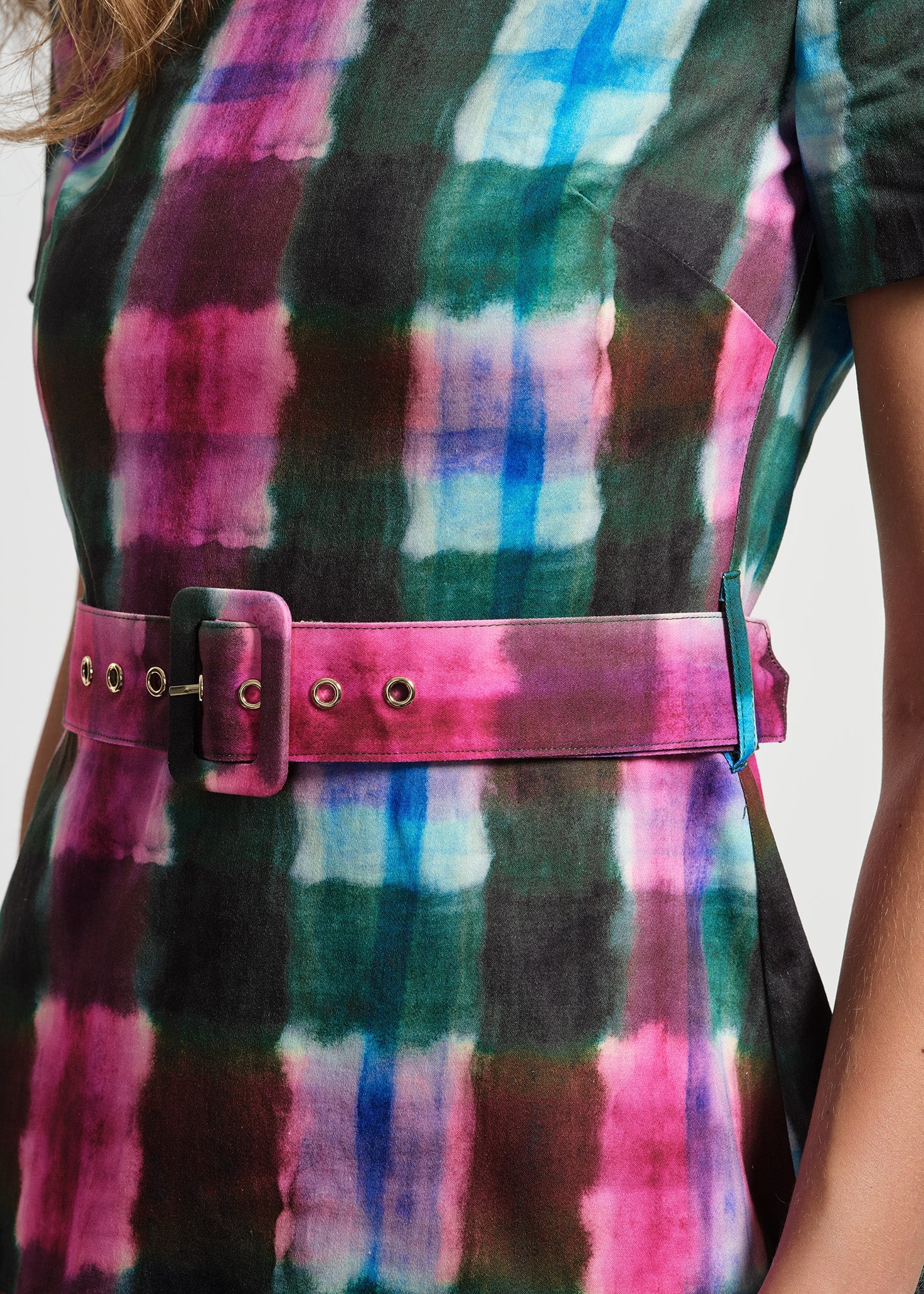 Belted Pleated Short Dress