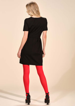 Short Sleeve Trim Detail Ponte Mini Dress