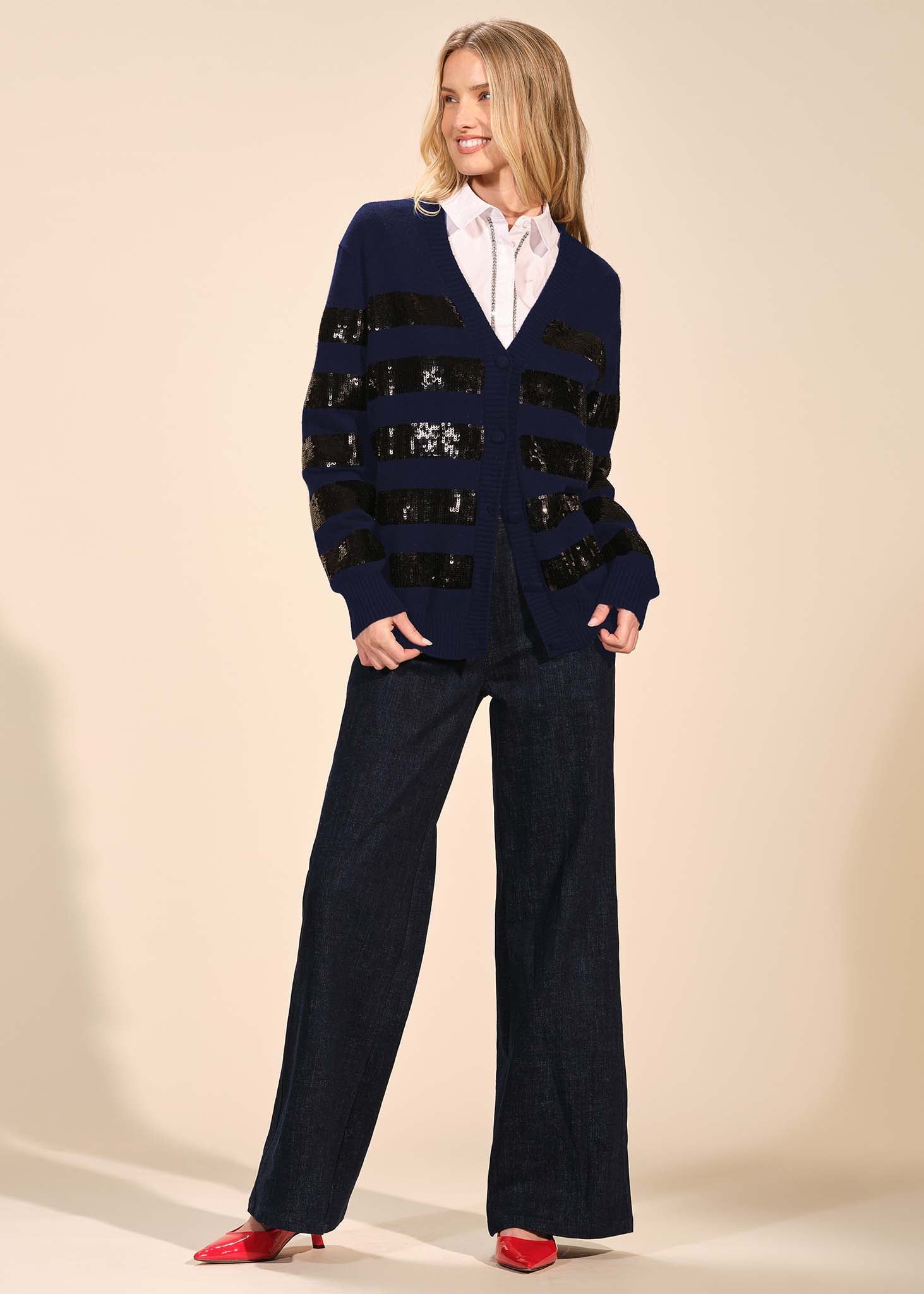 Striped Sequin Cardigan
