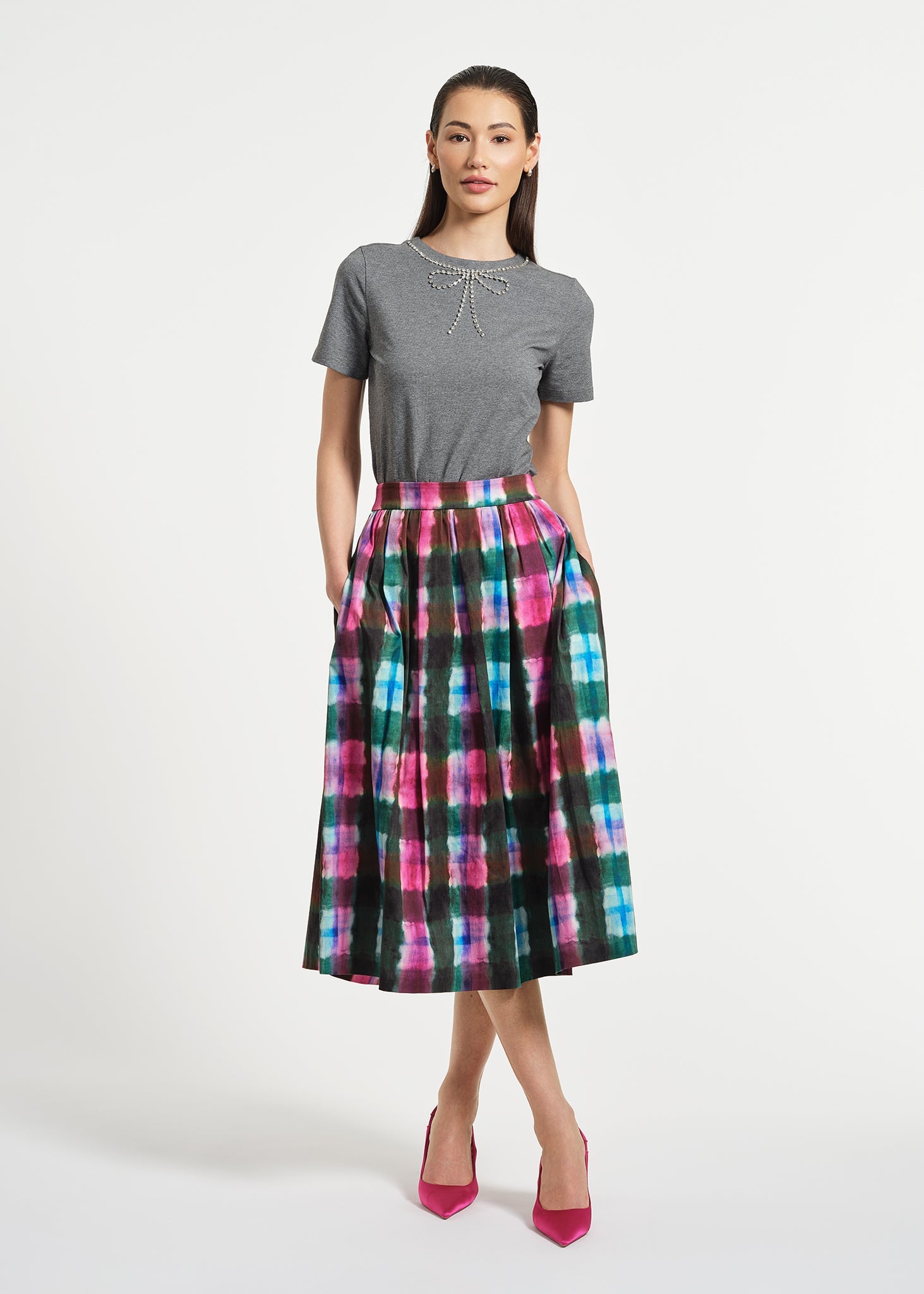Sateen Midi Full Skirt