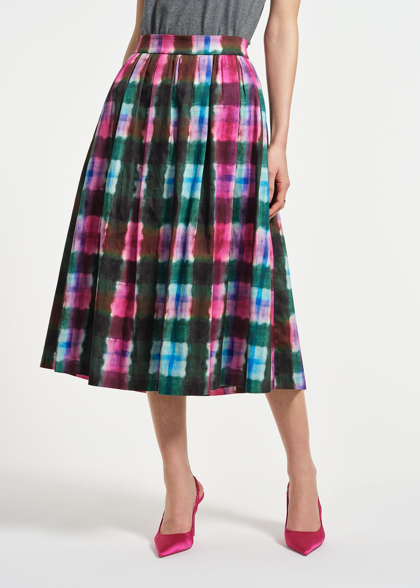 Sateen Midi Full Skirt
