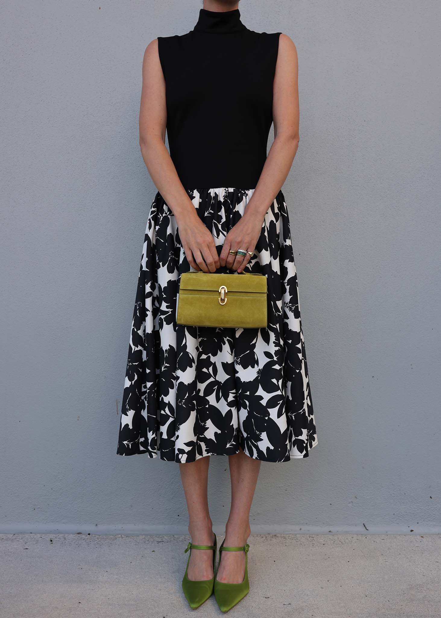 Sleeveless Ponte Combo Midi Dress