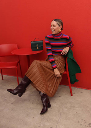 Mock Neck Long Sleeve Stripe Sweater