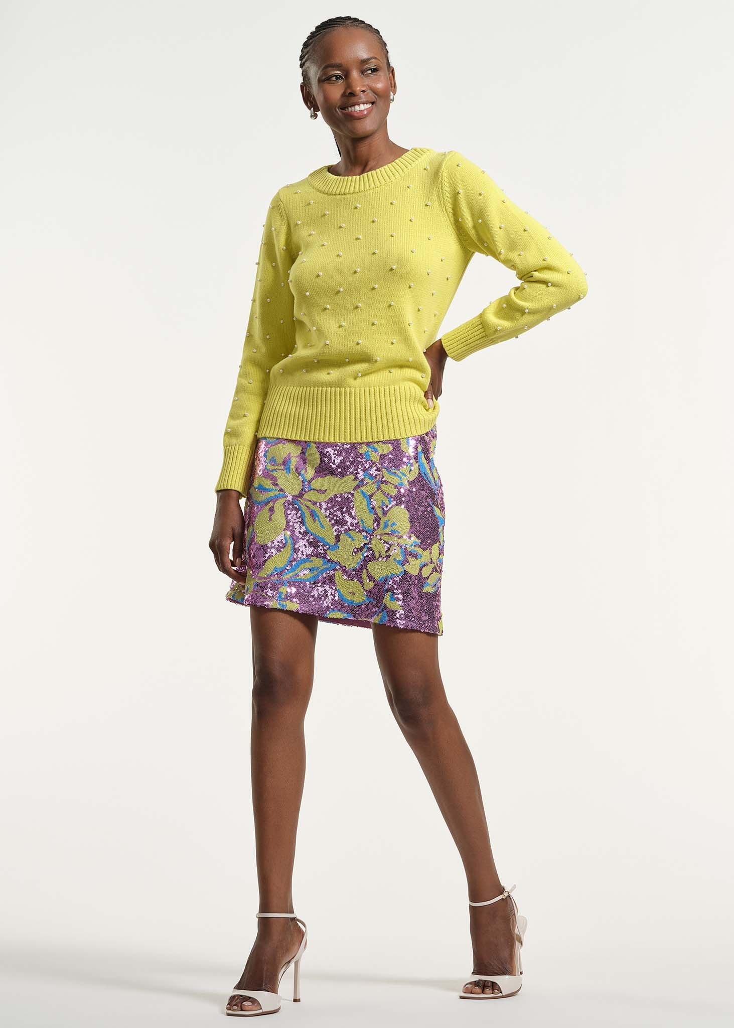 Cowl Neck Beaded Sweater