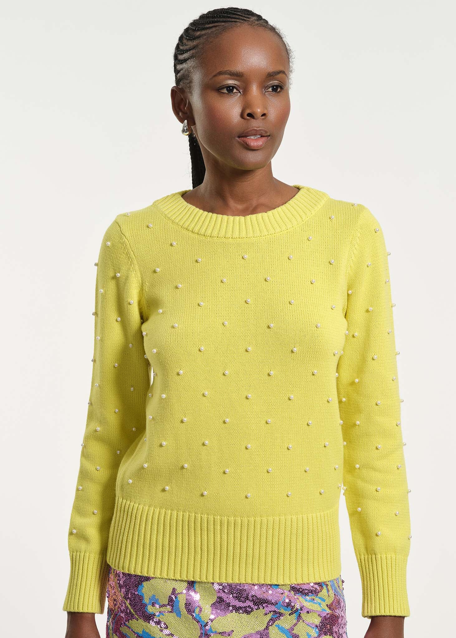 Cowl Neck Beaded Sweater