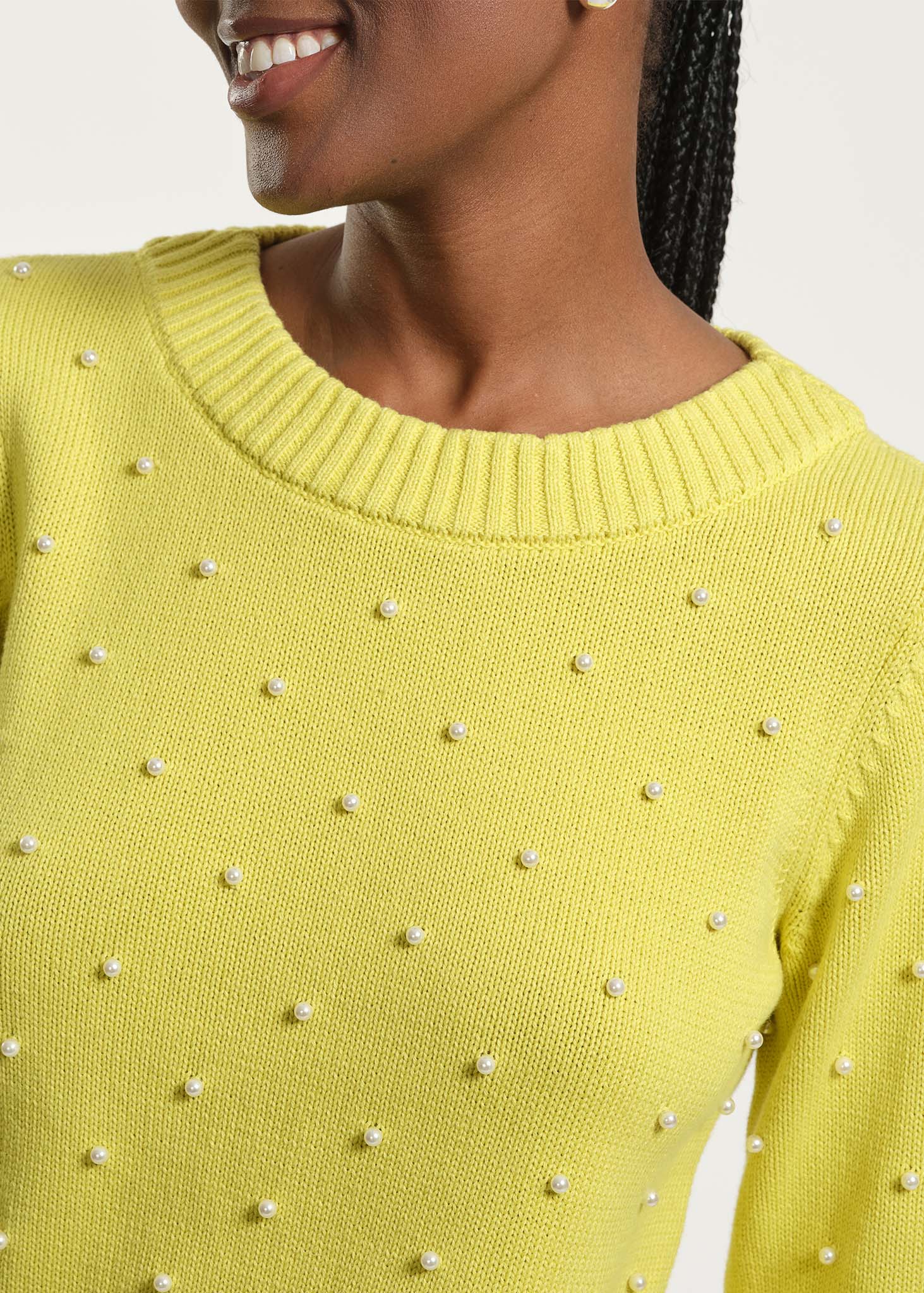 Cowl Neck Beaded Sweater