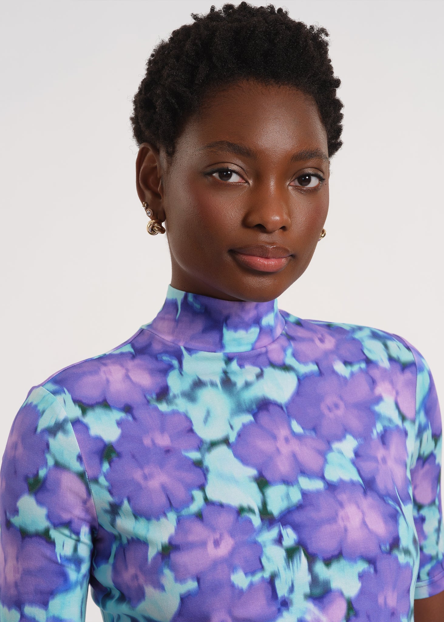 Mock Neck Three-Quarter Sleeve Sweater