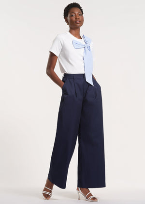 Wide Leg Pleated Trousers