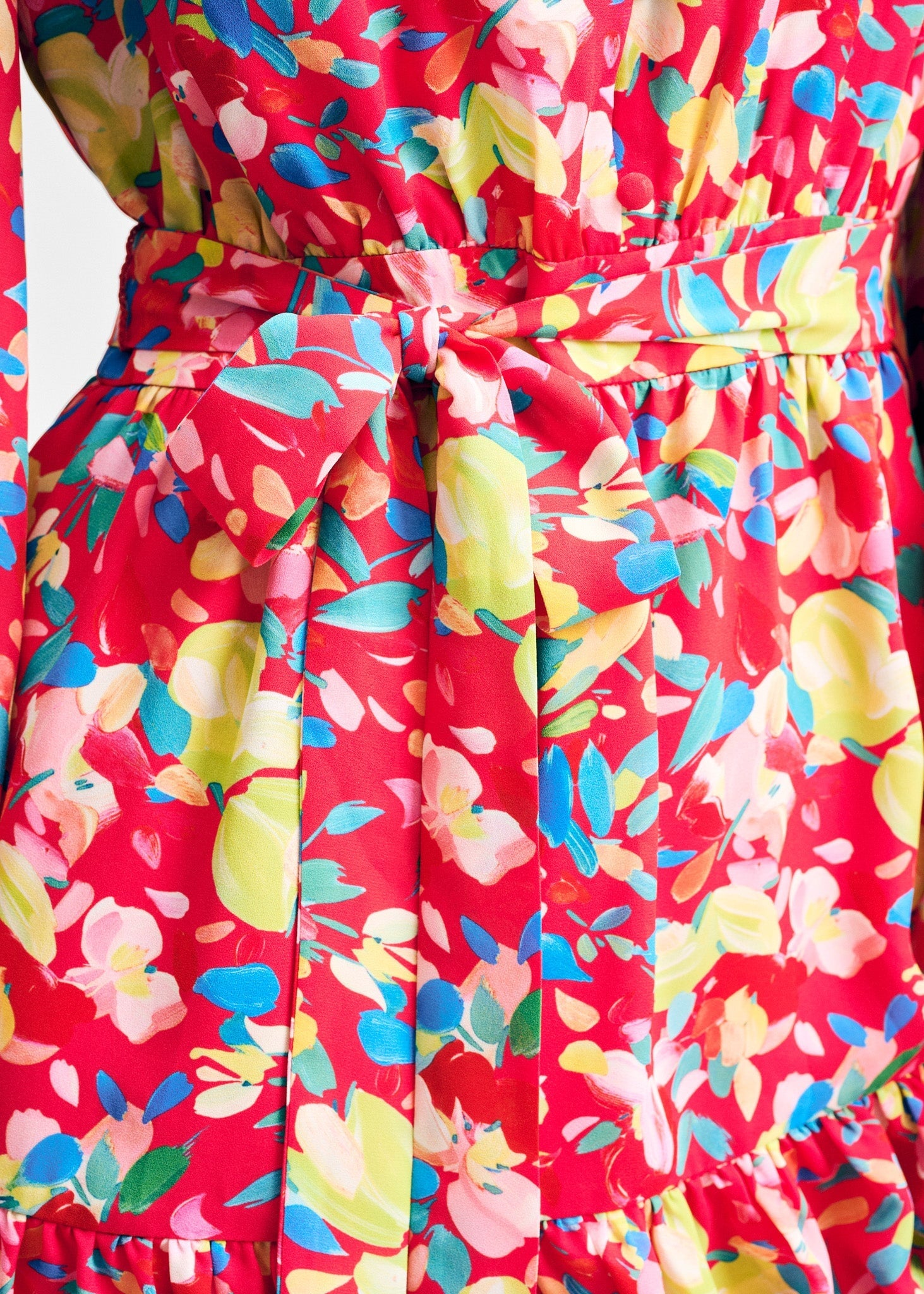 Puff Sleeve Swingy Belted Dress