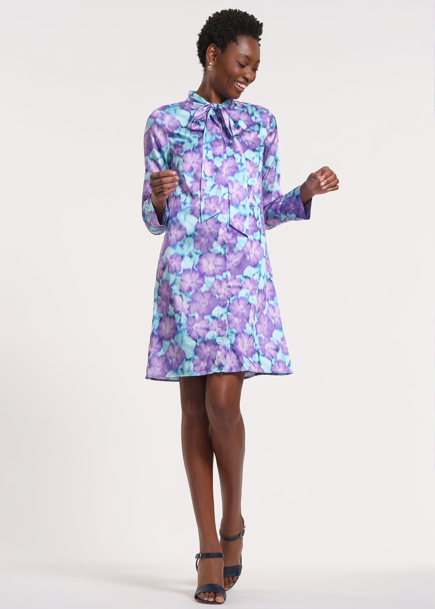 Sleeveless Mini Dress with Tie Neck