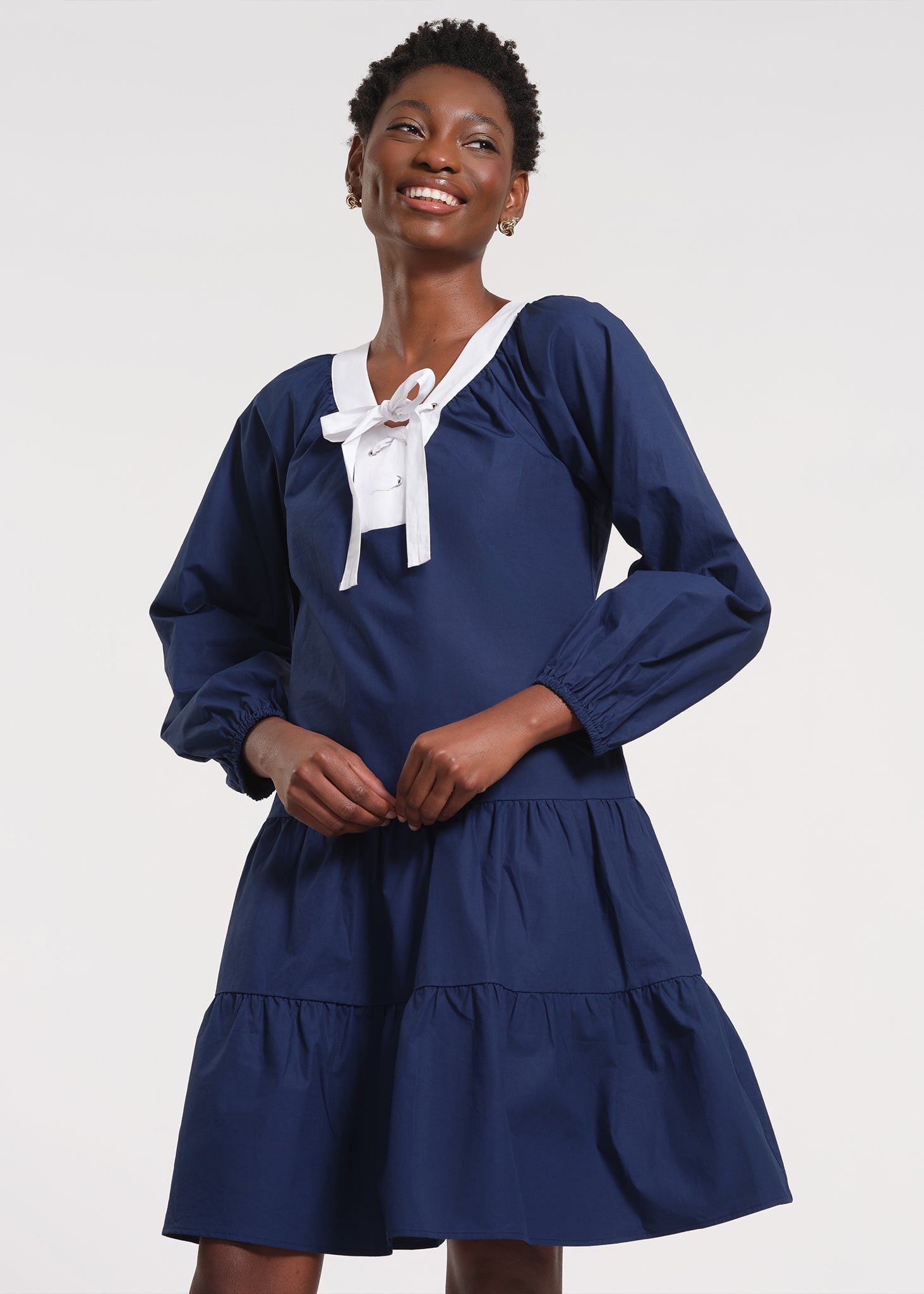 Raglan Dress with Balloon Sleeves