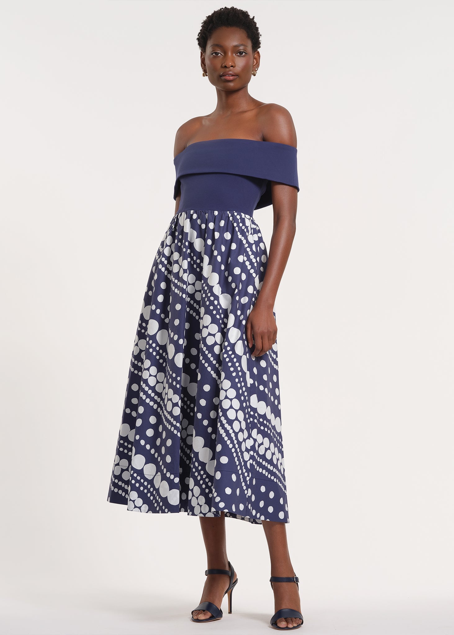 Off-The-Shoulder Midi-Length Dress