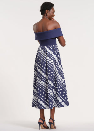 Off-The-Shoulder Midi-Length Dress