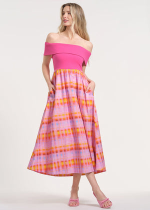 Off The Shoulder Midi-Length Dress