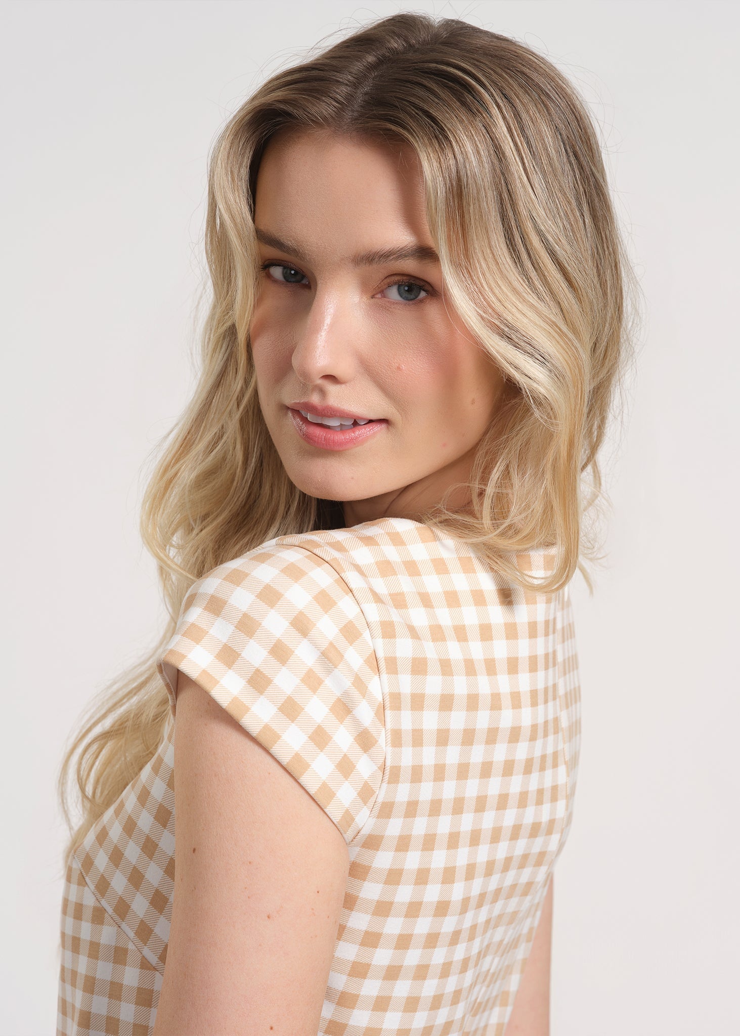 Gingham Cap Sleeve Mini Dress