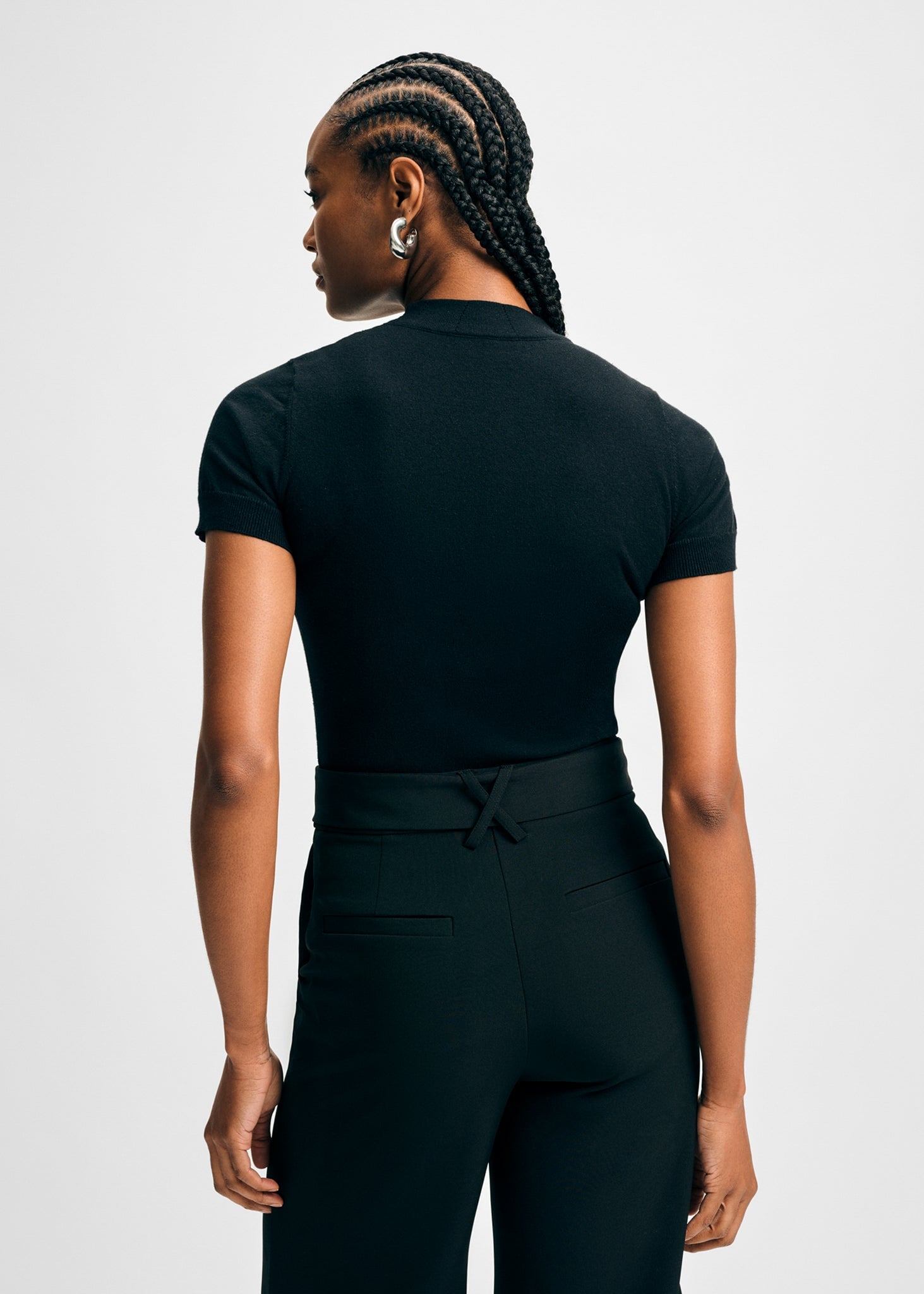 Mock Neck Short Sleeve Sweater Top