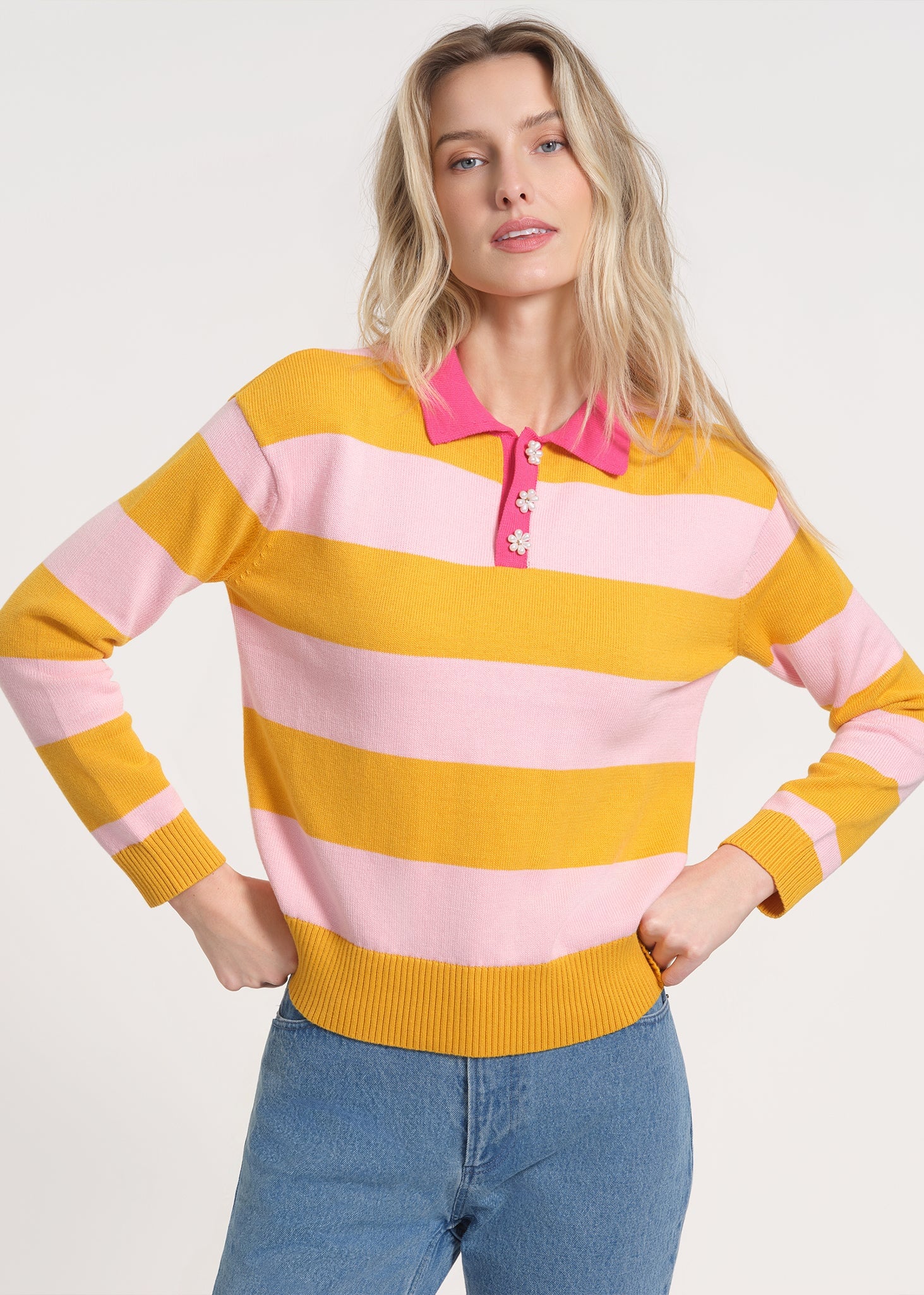 Long Sleeve Rugby Knit Sweater