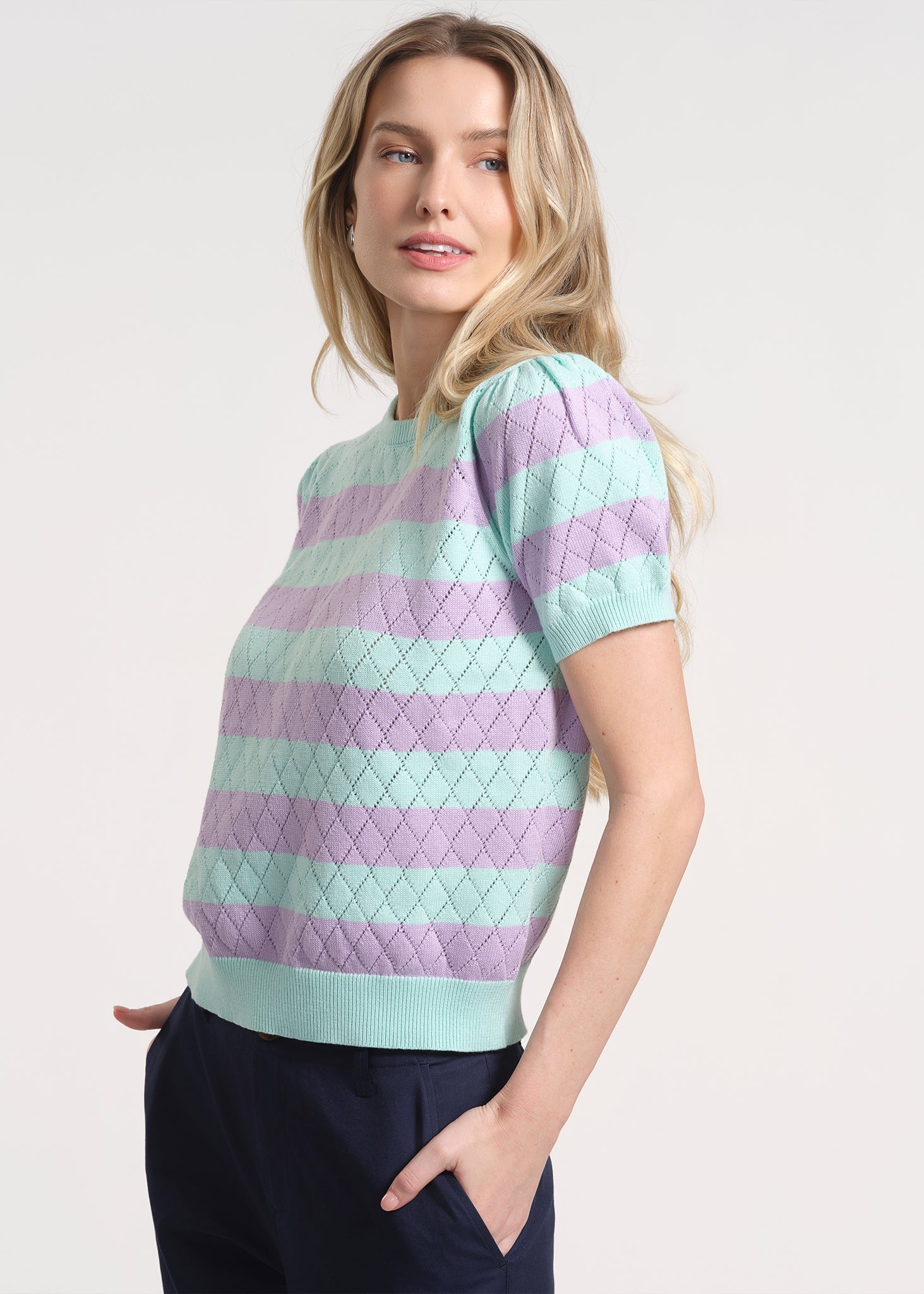 Puff Sleeve Striped Sweater Top