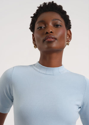 Short Sleeve Mock Neck Sweater