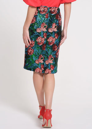 Sequin Floral Midi length Skirt