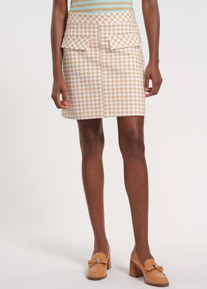 Gingham Patterned A-Line Midi Skirt