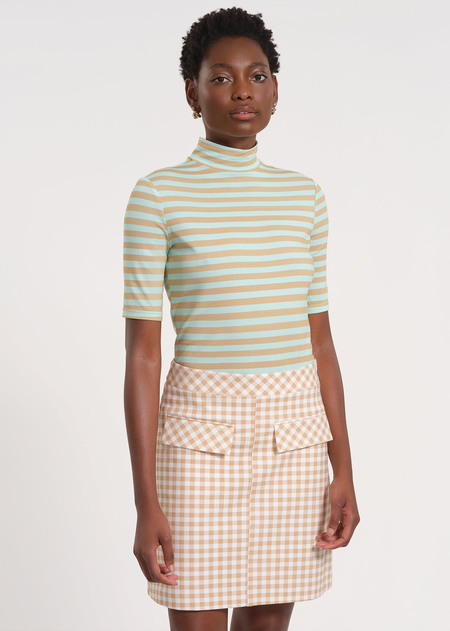 Gingham Patterned A-Line Midi Skirt