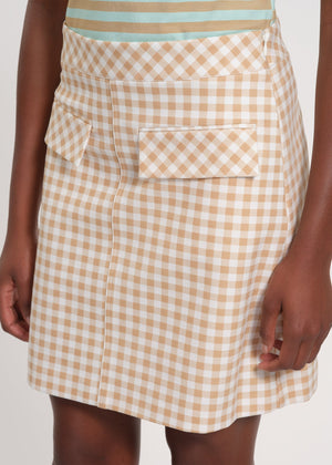 Gingham Patterned A-Line Midi Skirt