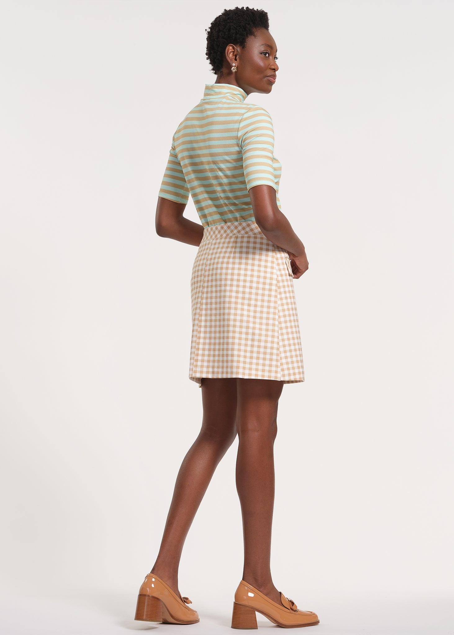 Gingham Patterned A-Line Midi Skirt