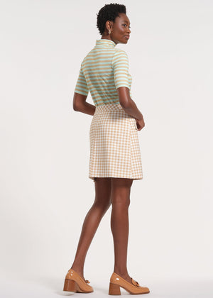 Gingham Patterned A-Line Midi Skirt