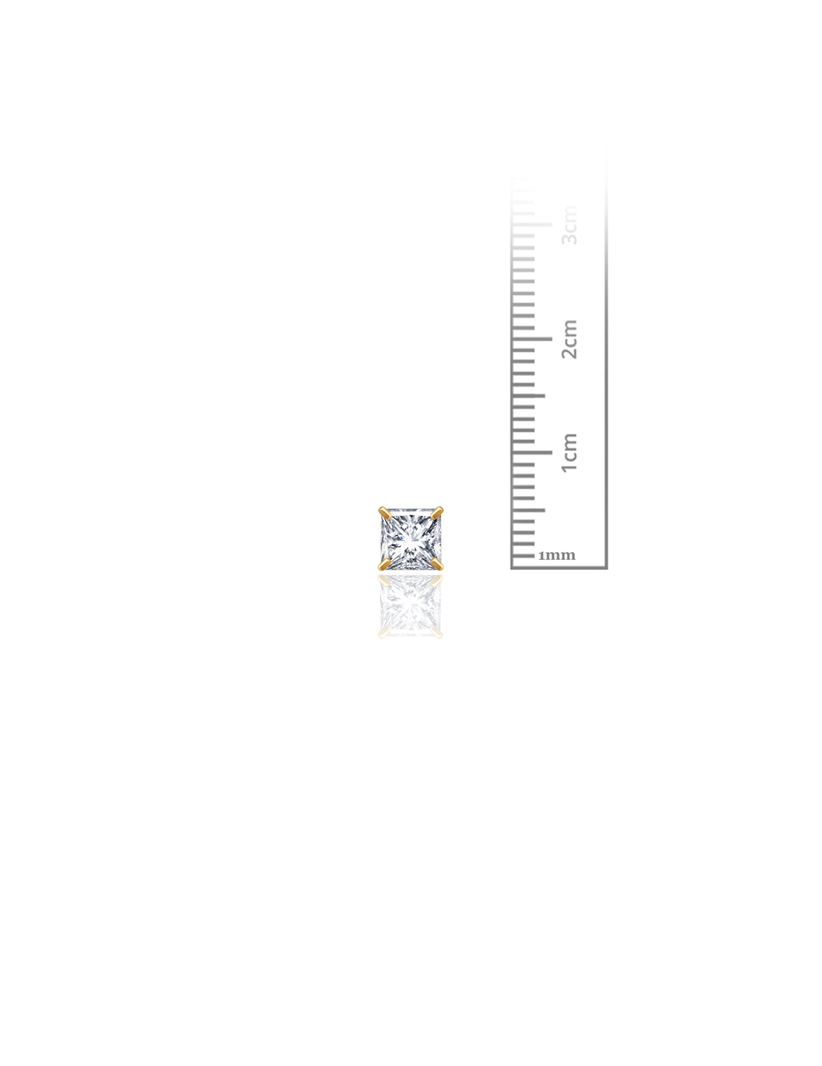 14K Yellow Gold Square CZ Pushback Stud Earrings