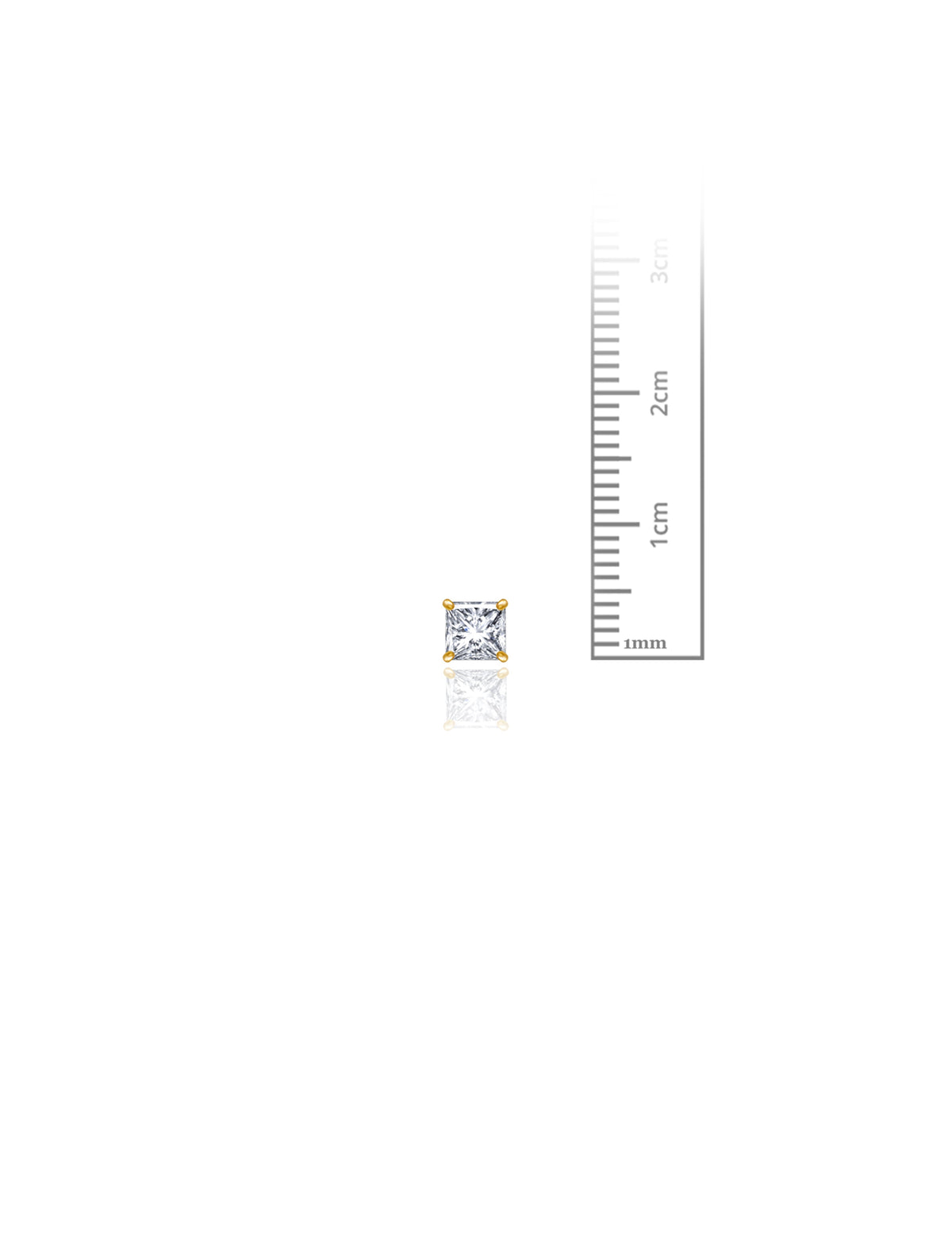 14K Yellow Gold Square CZ Pushback Stud Earrings