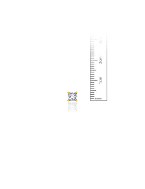 14K Yellow Gold Square CZ Pushback Stud Earrings