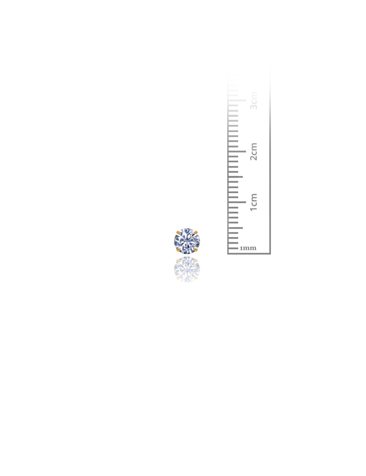 14K Yellow Gold Round CZ Pushback Stud Earrings