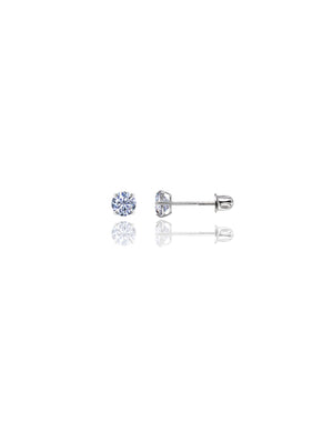 14K White Gold Round CZ Screwback Stud Earrings