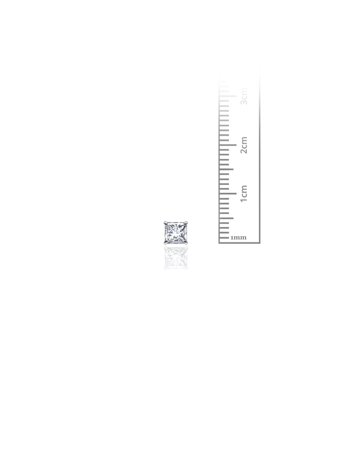 14K White Gold Square CZ Screwback Stud Earrings