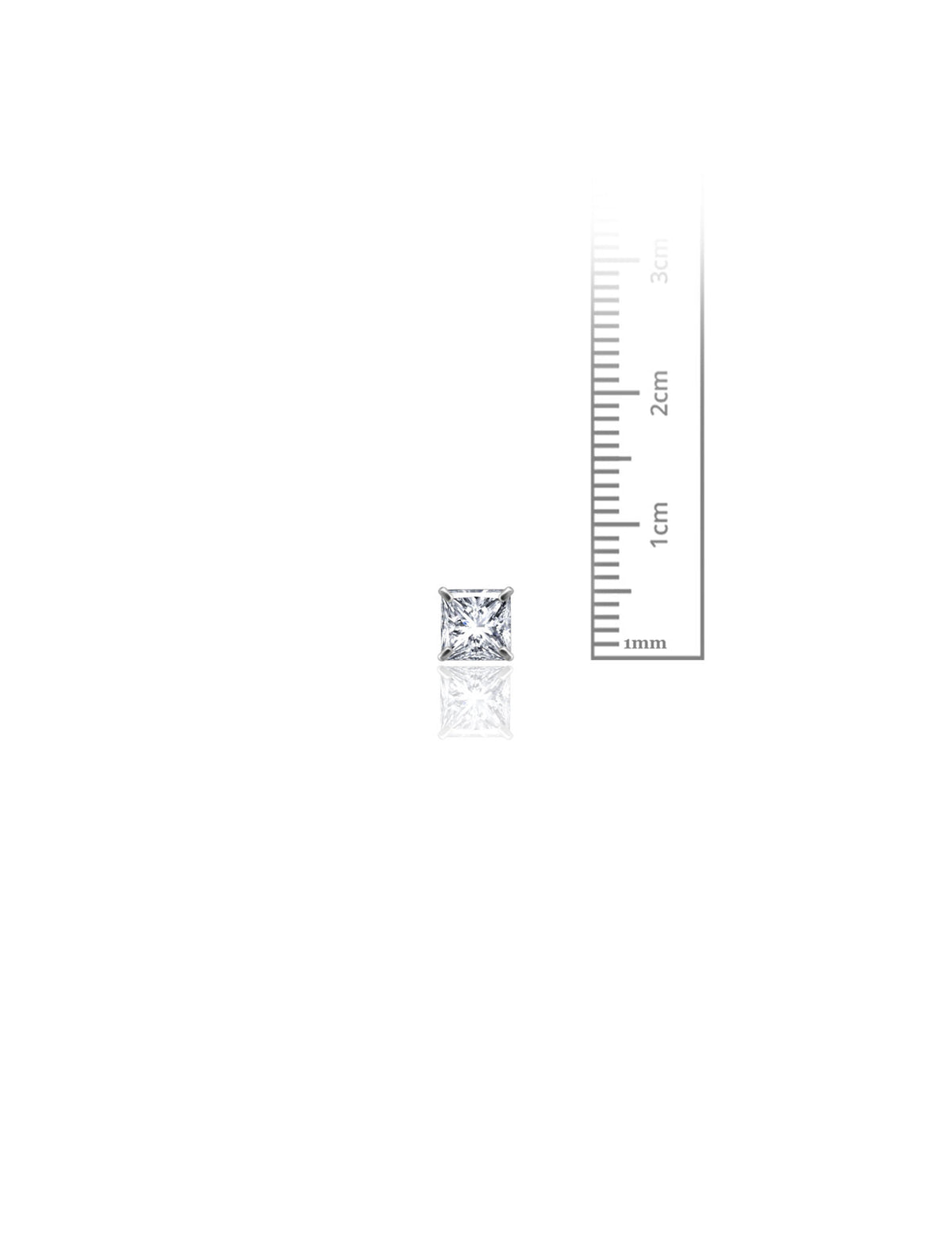 14K White Gold Square CZ Pushback Stud Earrings